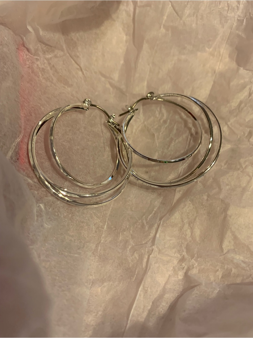 Triple Layer Silver Hoop Earrings for Women